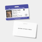 Editable Pet ID Card ,Navy White Service Dog Logo バッジ (Front & Back)