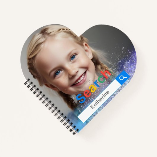 Editable Photo blue grey glitter Google ノートブック (正面)
