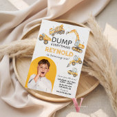 Editable Photo Dump Trucks Construction Birthday 招待状