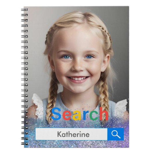 Editable Photo Google search Bar unique gift ノートブック (正面)