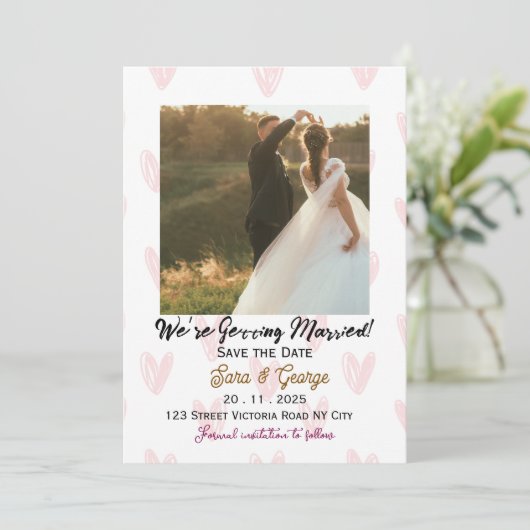 Editable Photo Save the Date Wedding Invitation 招待状 (スタンド正面)