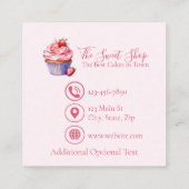 Editable Pink Bakery Business Card | 2.5" Square コーリングカード (裏面)
