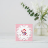 Editable Pink Bakery Business Card | 2.5" Square コーリングカード (スタンド正面)