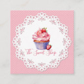 Editable Pink Bakery Business Card | 2.5" Square コーリングカード (正面)