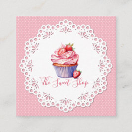Editable Pink Bakery Business Card | 2.5" Square コーリングカード