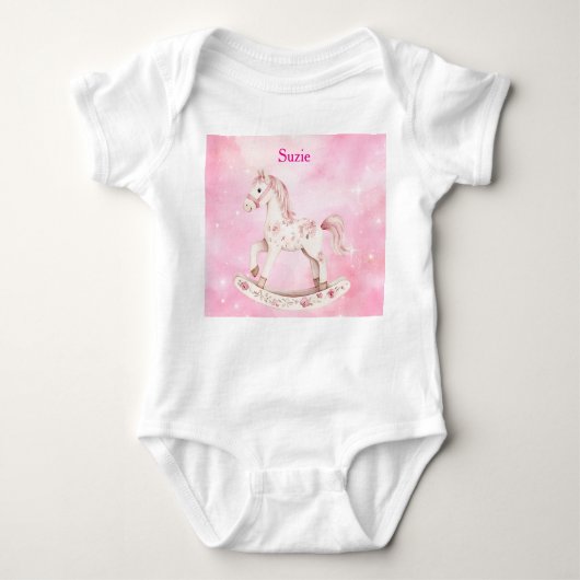 Editable Pink Chinoiserie Baby Bodysuit ベビーボディスーツ (正面)