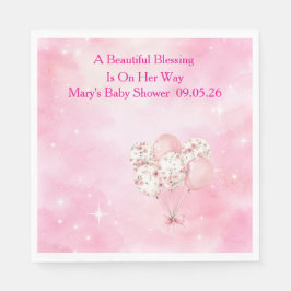 Editable Pink Chinoiserie Baby Shower Tableware スタンダードランチョンナプキン