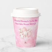 Editable Pink Chinoiserie Baby Shower Tableware 紙コップ (正面)