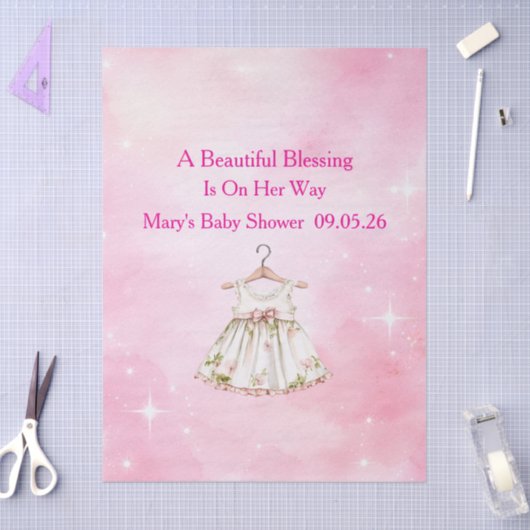 Editable Pink Chinoiserie Tissue Paper 薄葉紙 (クラフト)