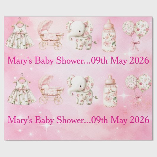 Editable Pink Chinoiserie Wrapping Paper ラッピングペーパー (フラット)