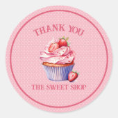 Editable Pink Cupcake Sticker – Custom Bakery ラウンドシール (正面)