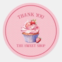 Editable Pink Cupcake Sticker – Custom Bakery