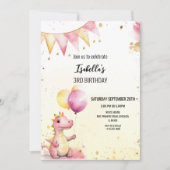Editable Pink Dragon Birthday Invitation 招待状 (正面)