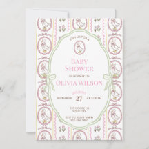 Editable Pink Goose Baby Shower Invitation 5x7
