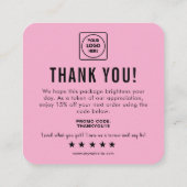 Editable Pink Logo Thank You Note Card エンクロージャーカード (裏面)