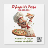 Editable Pizza Restaurant QR Code Magnet (正面)