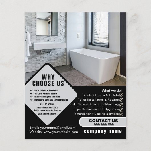Editable Plumber Flyer Template | Plumbing Service チラシ (正面)