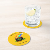 Editable Pot of Gold St Patricks Day ラウンドペーパーコースター (インサイチュ)