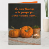 Editable Pumpkins Plant and Candle Thanksgiving カード (正面)