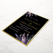 Editable Purple and Pink Flowers Anniversary 箔招待状 (回転した状態)