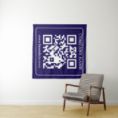 Editable QR Code Navy Blue Modern Branding Display タペストリー (インサイチュ(横))