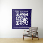 Editable QR Code Navy Blue Modern Branding Display タペストリー (インサイチュ)