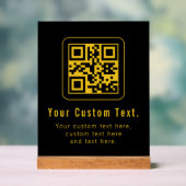 Editable QR Code & Text Template | Black & Gold アクリルサイン (ニュートラル)