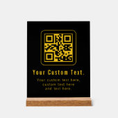 Editable QR Code & Text Template | Black & Gold アクリルサイン (正面)