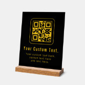 Editable QR Code & Text Template | Black & Gold アクリルサイン (傾斜)