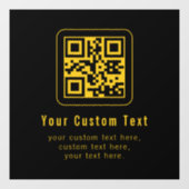 Editable QR Code & Text Template | Black & Gold ウィンドウサイン (シート)