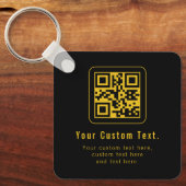 Editable QR Code & Text Template | Black & Gold キーホルダー (正面)