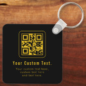Editable QR Code & Text Template | Black & Gold キーホルダー (裏面)