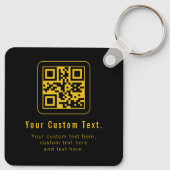 Editable QR Code & Text Template | Black & Gold キーホルダー (裏面)