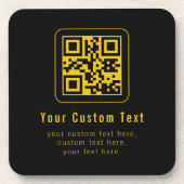 Editable QR Code & Text Template | Black & Gold コースター (正面)
