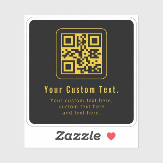 Editable QR Code & Text Template | Black & Gold シール (シート)