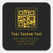 Editable QR Code & Text Template | Black & Gold スクエアシール (正面)