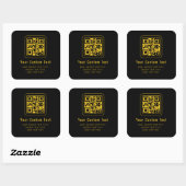 Editable QR Code & Text Template | Black & Gold スクエアシール (シート)