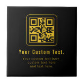 Editable QR Code & Text Template | Black & Gold タイル (正面)