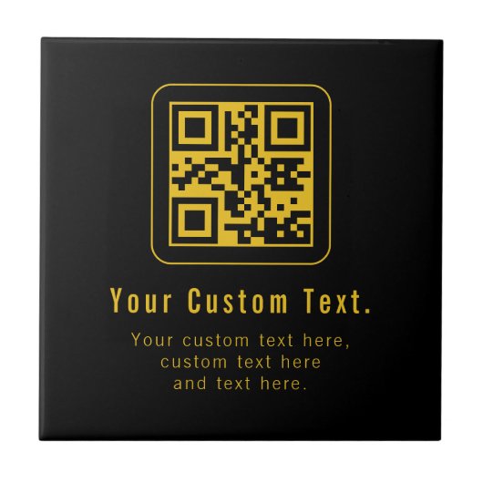 Editable QR Code & Text Template | Black & Gold タイル (正面)