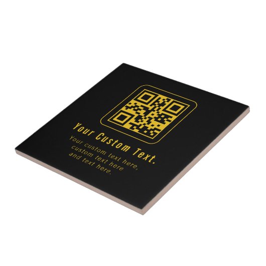 Editable QR Code & Text Template | Black & Gold タイル (側面)