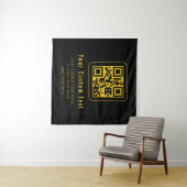 Editable QR Code & Text Template | Black & Gold タペストリー (インサイチュ(横))