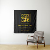 Editable QR Code & Text Template | Black & Gold タペストリー (インサイチュ)