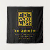 Editable QR Code & Text Template | Black & Gold タペストリー (正面)