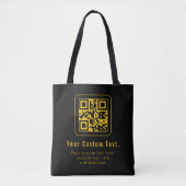 Editable QR Code & Text Template | Black & Gold トートバッグ (正面)