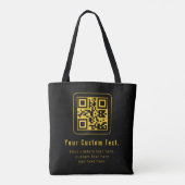 Editable QR Code & Text Template | Black & Gold トートバッグ (裏面)