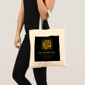 Editable QR Code & Text Template | Black & Gold トートバッグ (正面(商品))