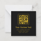 Editable QR Code & Text Template | Black & Gold ノートカード (正面)