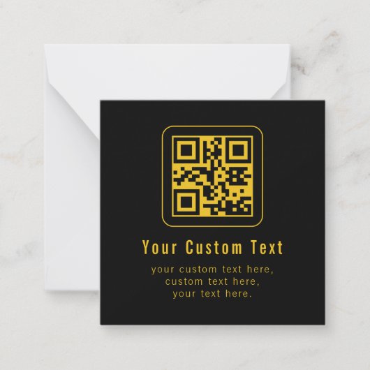 Editable QR Code & Text Template | Black & Gold ノートカード (正面)