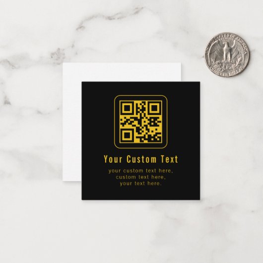 Editable QR Code & Text Template | Black & Gold ノートカード (正面/裏面インサイチュ)