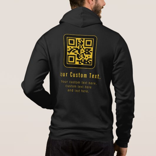 Editable QR Code & Text Template | Black & Gold パーカ (裏面)